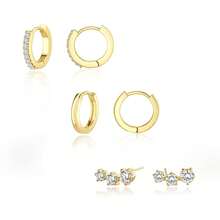 优雅的微镶锆石耳环，百搭耳环套装 - 彩色 - 查看 2