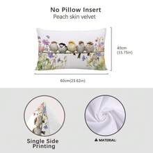 1 pieza Funda de cojín decorativa con rama floral de primavera y pájaro, impresa por un solo lado en terciopelo melocotón, se ajusta a cojines de 30*50/40*60CM, adecuada para la decoración de la sala de estar moderna, decoración de fiestas, regalo - Multicolor - Ver 12