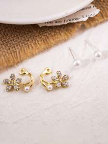 2件裝復古法式仿珍珠耳環，時尚獨特百搭耳飾，適合日常穿戴，優雅夏季珠寶，適用節慶場合 - 彩色 - 查看 11