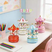 Caja De MúSica CláSica Accionada A Mano, Regalo De CumpleañOs Creativo Y RomáNtico Para Parejas, Elegante DecoracióN De Escritorio, Caja De MúSica De Carrusel Giratorio A Cuerda, Ornamento Musical Con TemáTica De Caballos Blanco-Rosa-Rojo-Azul, Caja De MúSica Decorativa Para DecoracióN De PasteleríA Y Ocasiones De Regalo, Caja De MúSica Giratoria - rosa - Ver 10