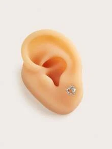 1pc Fashionable Minimalist Luxury Heart Diamond Stainless Steel Stud Earrings, Suitable For Women's Daily Wear - Multicolor - View 4