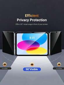 1pc Privacy Screen Protector Compatible With Ipad Pro/Air/Mini (7.9-12.9 Inch): Left And Right Privacy Protection, Suitable For Office, Commuting And Public Places Browsing (Anti-Fingerprint Coating, Cleaning Kit And Compatible With Phone Case Edges). Essential Screen Protector For Daily Use, Office, Home Tablet Screen Protection, Waterproof, Shockproof, Anti-Fall, Anti-Scratch. - Black - View 9