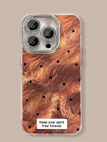 1pc High-End Glacier Foil Dot Pattern Mirror Phone Case Suitable Compatible With Apple 11/12/13/14/15/16/17 Pro Max - Brown - View 3