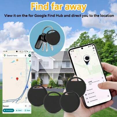 RSH Minimalist Solid Color 4 Packs For Android Smart Tag Tracker, Works For Google's Find Hub App( For Android System 9+), Precise Positioning Anti-Lost Smart Locator, For Luggage, Key Wallet, Bag, Replaceable Battery, Family Sharing&Privacy Protection Gift Birthday