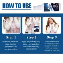 Removedor de Eletricidade Estática de Roupas, Spray Anti-Estático para Casa, Removedor de Rugas e Estática para Cabelo, Roupas, Interior de Carro, Cortinas, Sofá, Carpete, Animais de Estimação - Líquido - Visão 7