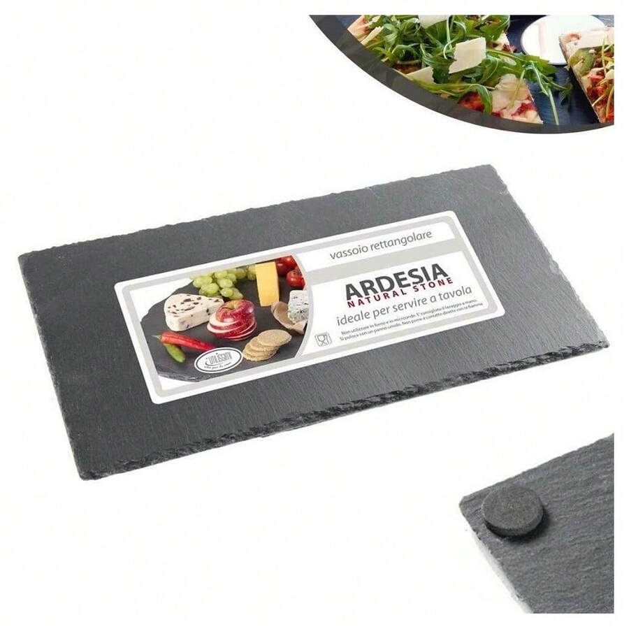 OISE ART STORE Vassoio Ardesia Natural Stone Piatto Rettangolare Portata Tavola 40x20 Cm 752216 - - Multicolore - Visualizzare 1