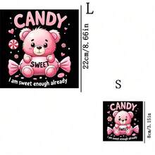 1pc/2pcs/3pcs Pink Bear Patch Heat Transfer Stickers, For DIY T-Shirt, Sweatshirt, Jeans, Hoodie, Backpack, Jacket, Handbag, Pillow - L+S - View 8
