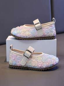 1双玫瑰花图案网面公主鞋，软底防滑，深受女婴喜爱 - 彩色 - 查看 2