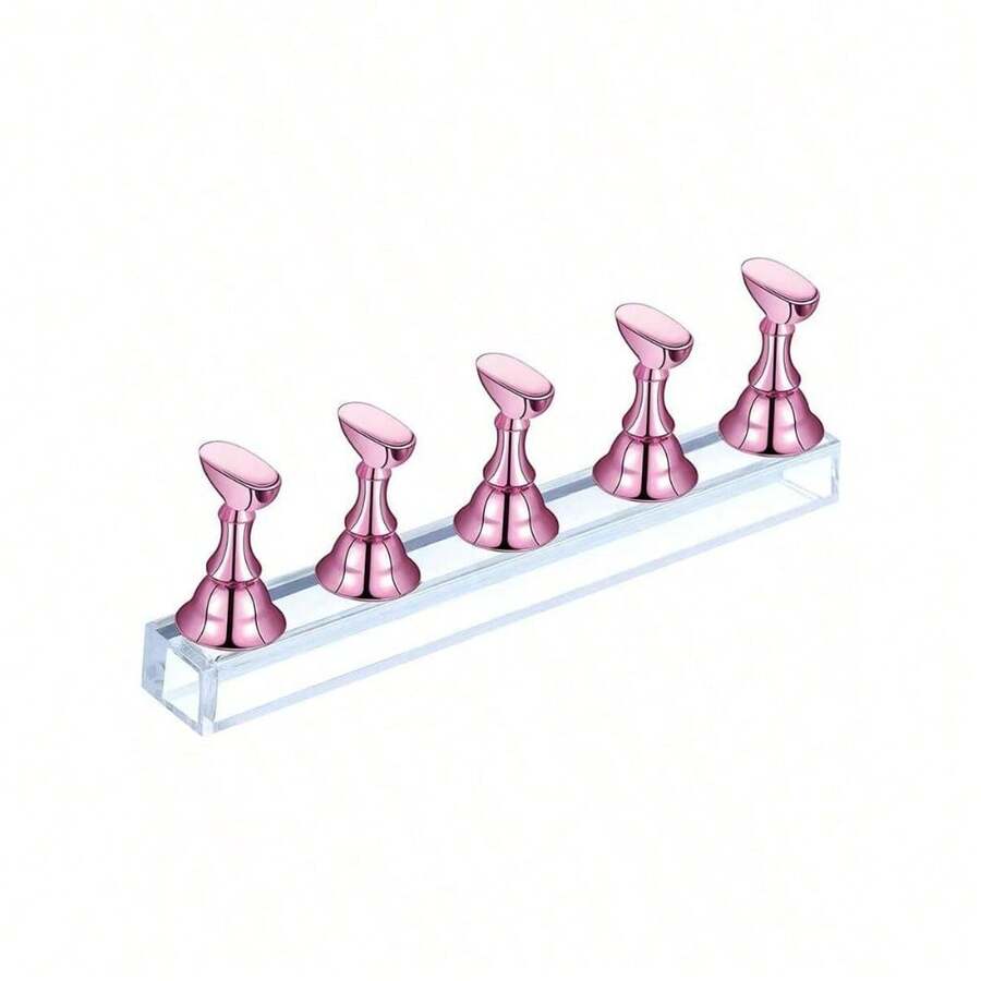 Nail Stand For Press On Nails Display, Magnetic Fake Nails Holder For Painting Nails Practices, Beginner Acrylic Nail Art Kit Accessories, Nail Salon Equipment And Decor,Nail Supplies,Nail Tools,Nail Art Tools,Back To School,Nails,Nail Tools For Press On Nails - Hồng - Xem 1