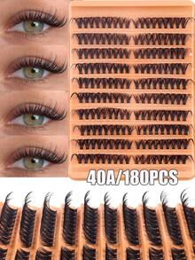 180/160片D型卷翘DIY假睫毛簇，100片D型假睫毛簇，0.07mm DD卷翘度，8-16mm混合自然款假睫毛，超浓密纤长款假睫毛簇，卷翘单根假睫毛，纤细纤长款假睫毛，纤长卡通款假睫毛，适合新手在家使用。200片超浓密假睫毛，200片大容量装。 - 黑色 - 查看 4