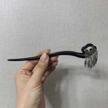 优雅乌木发簪，高端中式发饰，适合搭配旗袍、汉服、秋冬发型 - 黑色 - 查看 8