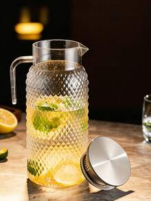 1pc Large Capacity Water Pitcher With Lid And Handle, Hammered Texture, Suitable For Juice, Herbal Tea, Milk, Hot And Cold Beverages, Great For Kitchen, Dining Room, Hotel, Picnic And More - Multicolor - View 8