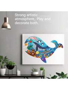 3-14岁儿童动物纸质拼图，配有肩带收纳袋，恐龙/鲸鱼/宇航员系列益智拼图，培养专注力和智力，适合男孩/女孩作为圣诞礼物、玩具、圣诞袜填充物、返校礼物 - 多元 - 查看 3