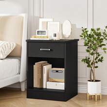 Nightstand, Set Of 2, 2-Tier Side Table With Drawer And Storage Shelf, Bedside Table End Table, Modern Night Stand For Bedroom, Home Office,Black - Black - View 6