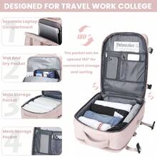 17-Inch Laptop Business Work Waterproof Backpack, Large Travel Backpack For Both Men And Women, Handbag, With Laptop Compartment, Suitable For Carry-On Luggage, Carry-On Luggage Box, Super Large Travel Backpack, Suitable For Business Trips, Travel Bag, Suitable For School, Suitable For Both Men And Women. - Bụi hồng - Xem 5