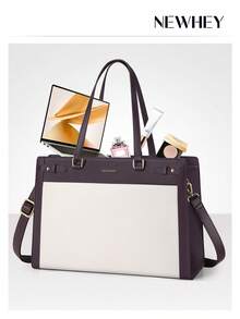 NEWHEY 15.6 Inch Women's Laptop Bag, PU Leather Briefcase, Waterproof Office Handbag, Designer Laptop Sleeve, Suitable For Office, Teachers, College Students, Travel, Large Capacity, Professional - Multicolor - View 4