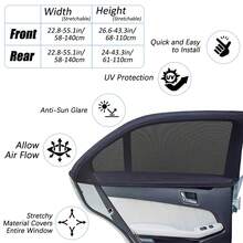 2 Pack Car Window Shades - Highly Elastic Universal Car Side Window Cover, Breathable Mesh Camping Car Sun Shade For Reduce UV Rays, Car Screen Mosquito Net Privacy Protection (Rear) - Phía sau/2 chiếc - Xem 2