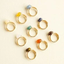 1PC Natural Crystal Amethyst Small Ball Ring Quartz Minerals Jewelry Quartz Women Fashion Ring Reiki Healing Jewelry Mother's Day Gift - Ring - View 3