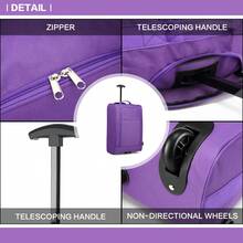 Valise légère de 20 pouces avec housse souple - Bagage cabine approuvé avec trolley à double roue pour hommes et femmes, idéal pour les voyages professionnels et les vacances. Valise de voyage et imperméable - Prune - Voir 4
