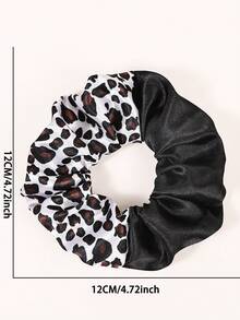 10pcs Elegant Leopard Print & Black Patchwork Scrunchies Hair Accessories For Women Hair Ties Ponytail Holder Scrunchy Hair Ties - Multicolor - View 3