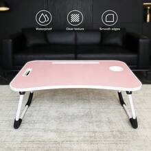Ultra-Large Portable Laptop Bed Table-Multifunctional Tray Holder With Cup Holder Ideal For Eating, Reading, Writing, Sofa In Bed, Stable Floor, Durable, Foldable - Yellow Wood Color - View 7