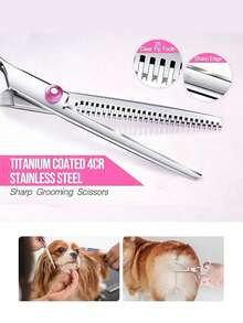 6-In-1 Professional Pet Grooming Scissors Set, Includes Curved Scissors And Stainless Steel Comb, Right-Handed Pet Haircut Tool Kit, Suitable For Dogs And Cats - Multicolor - View 6