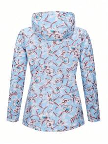 Giolshon Women's Reversible Hooded Jacket With Double-Sided Butter Yellow Printed Design, Casual Fashion Layering For Autumn/Winter Spring - Baby Blue - View 8