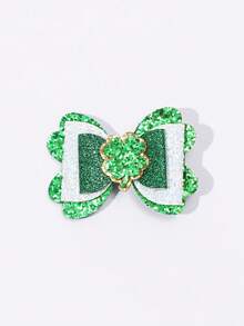 5 piezas Pasadores de pelo con trébol de San Patricio, lazo verde, unicornio irlandés princesa (sin tarjeta de papel) - color mezclado - Ver 7