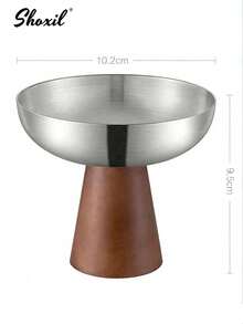 shoxil 1/2/4pcs Wooden Bottom Stainless Steel Tray, Fruit Tray, Dessert Cup, Dish, Plate, Ice Cream Bowl, Yogurt Cup, For Home, Party, Entertaining Guests, Ramadan, Eid Al Adha - Plate - View 10
