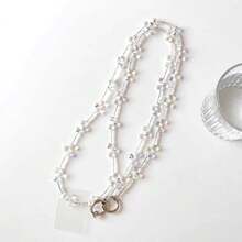 1pc Water Drop Crystal Beaded Phone Lanyard Strap, Transparent Bead Chain Fashionable Lightweight Phone Charm Detachable For Bag, Includes Transparent Clip - Multicolor - View 14