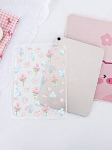 1pc TPU Soft Case With Summer Pink & Blue Floral Tulip Pattern Painting, Compatible With Mini 1/2/3/Mini 4/Mini 5/Mini 6/Mini 7/Air/Air 2/9.7/10.2/10.5/Air 4/Air 5/10.9/Pro 11-Inch/10th Gen/Air 11-Inch (M3) 2025/Pad (A16) 11 Inch 11th Generation 2025, A7/A8, Lightweight Ultra-Thin Soft Shell, Fresh/Personalized/Creative/Cute, TPU Tablet Protective Single Shell, Transparent Tablet Case, No Pen Slot - Multicolor - View 5