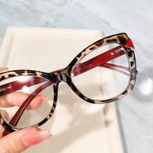 1 Piece Retro Leopard Cat Eye Unisex Glasses -  Computer Glasses, Magnification +1.0 To +4.0, Full Frame Design, Lightweight And Fashionable, - Quantity: 1 (Red) - View 8