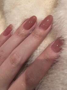 24 件椭圆形淡粉色棺材美甲按压指甲，简约优雅的日式女士美甲套装，办公室穿着，配有指甲锉、角质层推刀和果冻指甲胶美甲用品 - 藕粉色 - 查看 6