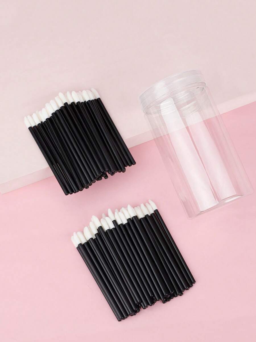 100-Piece Bottle Convenient Disposable Lip Stick, Lip Brush, Lipstick And Gloss Applicator Lint-Free Cosmetic Brush Beauty Tool - Multicolor - View 1