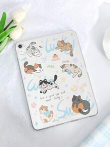 1pc TPU Soft Case With Cute Cats Pattern, Compatible With IPad Mini1/2/3/Mini4/Mini5/Mini6/Mini7/Air/Air2/9.7/10.2/10.5/Air4/Air5/10.9/Pro 11-Inch/10th Gen/Air 11-Inch (M3) 2025/Pad (A16) 11 Inch 11th Generation 2025, A7/A8, Lightweight Ultra-Thin Soft Shell, Cartoon/Personalized/Creative/Adorable, TPU Tablet Protective Cover, Transparent Case, No Pen Slot - Multicolor - View 3