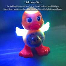 Interactive Dance Duck Toy Music, Dynamic Lights & Blinking Effects, Educational Cartoon Animal Toy, Suitable For 2+ Years Old, Durable Plastic, Perfect Gift For Halloween & Christmas, Interactive Playtime, Educational Toy,Duck Toy,Baby Boy Toys - 黃色 - 查看 6