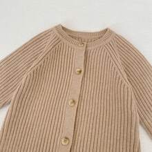 New Autumn/Winter Baby Knitted Jumpsuit, Unisex Infant Thick Ribbed Romper, Fashion Versatile Knitted Bodysuit - Khaki - View 7
