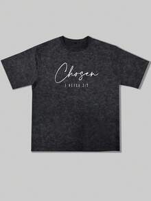 Áo thun nam tay ngắn in hình khẩu hiệu tôn giáo theo phong cách retro tối giản, chất liệu vải mài, thoải mái và thoáng khí, phù hợp cho mùa hè, dẫn đầu xu hướng thời trang. - màu đen - Xem 6