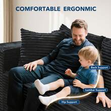 Techigher Modular Sectional Sofa, Cloud Sectional Couch, 106" Comfy Fluffy L Shaped Couches For Living Room, Oversized Sofa Sleeper With Deep Seat, No Assembly Required - Black - View 8