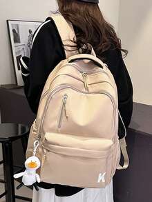 大容量女士背包，学院风男女通用背包，适合上学、户外徒步、旅行，可作电脑包、旅行包，无吊坠 - 彩色 - 查看 20