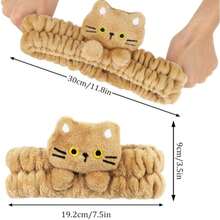 1pc Women/Girls Spa Headband, Cute Hair Band, Facial Cleansing & Makeup Headband, Plush Kitty Face Care Headband, Essential For Spa Day (Black, White, Khaki) - Basic model - View 3