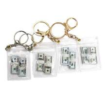 Gantungan Kunci Uang Dolar AS, Liontin Uang Dolar AS, Tas Bening Mini, Charm Koin - MultiWarna - View 6