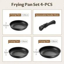 Fadware 4 Piece Frying Pan Set With Detachable Handle, Nonstick Cookware Set - Black - View 2