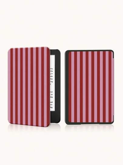 1pc Brown & Burgundy Striped Pattern E-Book Protective Case, Compatible With Kindle Paperwhite 5, IPad (A16) 11 Inch 11th Gen 2023, IPad 10.2 Inch 10th Gen, With Auto Wake/Sleep Function, Slim & Lightweight, Perfect Fit To Protect Your Tablet/E-Reader