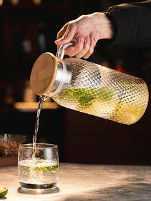 1pc Large Capacity Water Pitcher With Lid And Handle, Hammered Texture, Suitable For Juice, Herbal Tea, Milk, Hot And Cold Beverages, Great For Kitchen, Dining Room, Hotel, Picnic And More - Multicolor - View 5