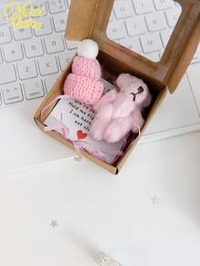 1 Set Mini Plush Teddy Bear Hug Gift Bag With Encouragement Card, Cute Brown And Pink Teddy Bears In Box, Perfect Thoughtful Birthday And Holiday Gift For Loved Ones, Romantic Gift For Partner - Beige - View 5