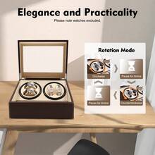 Automatic Watch Winder Display Box, 4+6 Automatic Rotation Leather Wood Watch Winder Collector Display Box (Black/Brown) - Brown - View 1