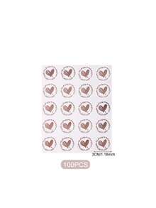 100pcs/1roll Heart Print Gift Sticker, Rose Gold Clear Envelope Seal Sticker, Multifunction Gift Bag Box Sealing Decal Valentine Day - Rose Gold - View 5