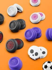 Ayotu 2个硅胶摇杆帽，兼容PlayStation4/PlayStation5/Switch Pro手柄，游戏配件 - 摇杆帽，PlayStation5手柄摇杆帽，FPS增强，PlayStation4/PlayStation5手柄高性能摇杆帽，蜘蛛图案，紫色图案，足球图案 - 彩色 - 查看 2