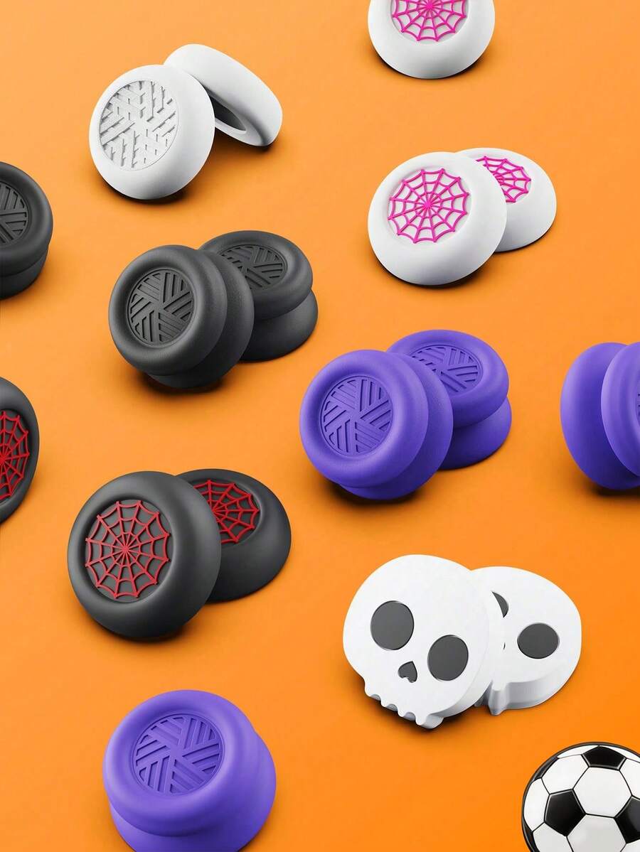 Ayotu 2个硅胶摇杆帽，兼容PlayStation4/PlayStation5/Switch Pro手柄，游戏配件 - 摇杆帽，PlayStation5手柄摇杆帽，FPS增强，PlayStation4/PlayStation5手柄高性能摇杆帽，蜘蛛图案，紫色图案，足球图案